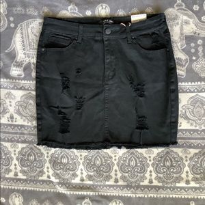 Wax Jean Black Distressed Mini Skirt